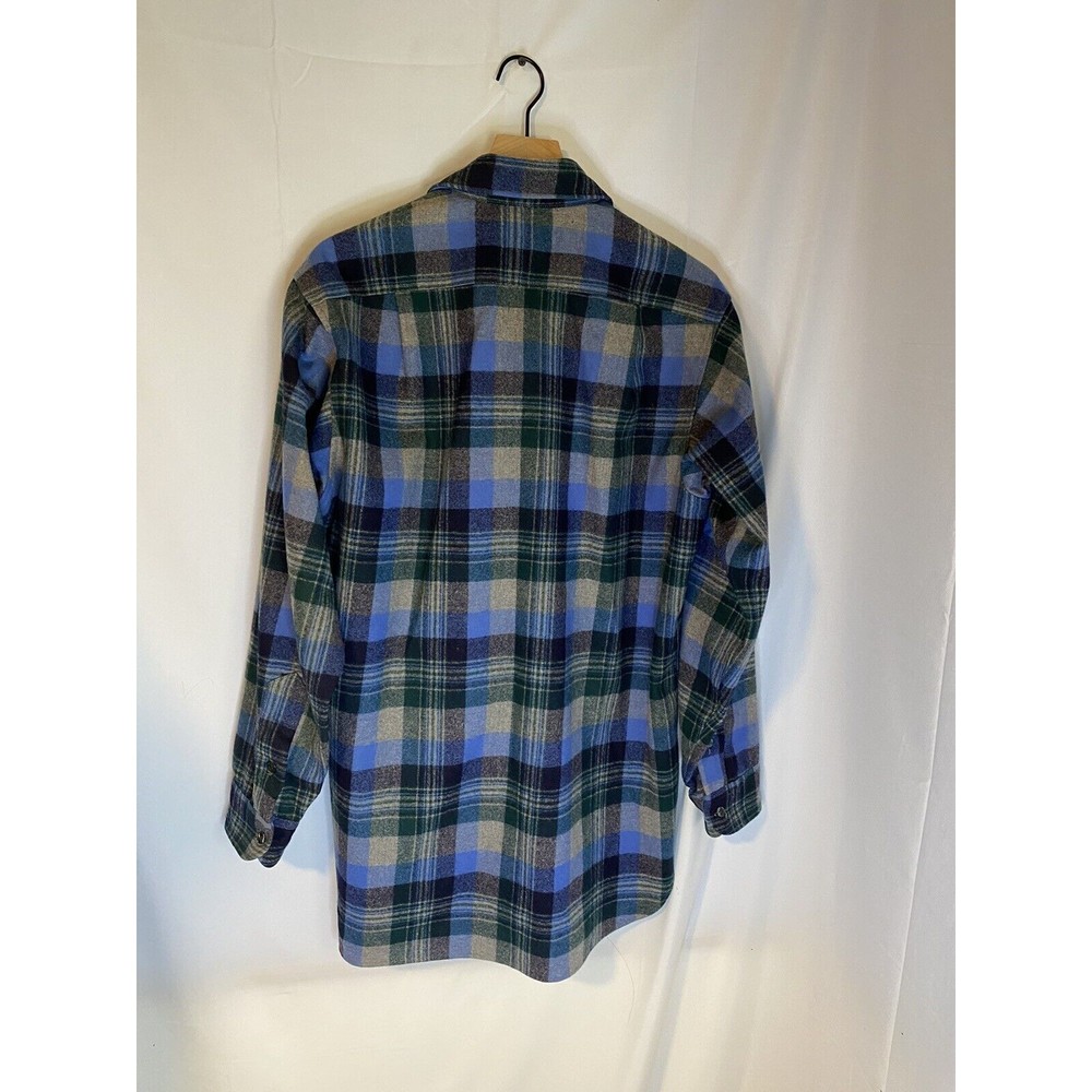 Pendleton Men’s 100% Virgin Wool Blue Flannel Button Down Size 16 1/2 - Picture 2 of 3